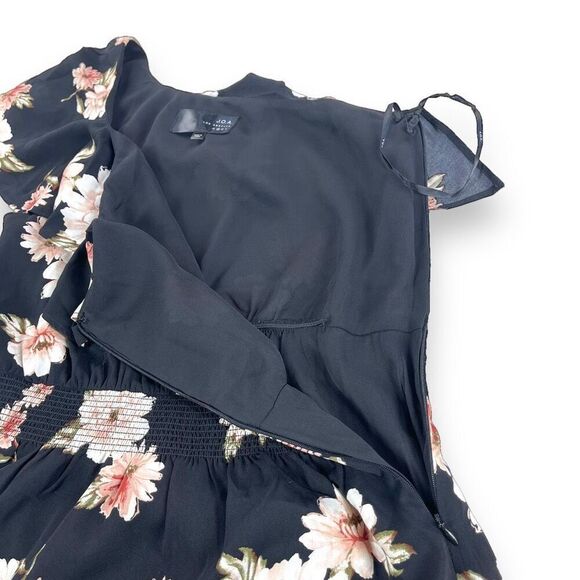 JOA Casual Dress Womens Size Small Black Floral One Shoulder Asymmetrical Midi - Picture 6 of 12